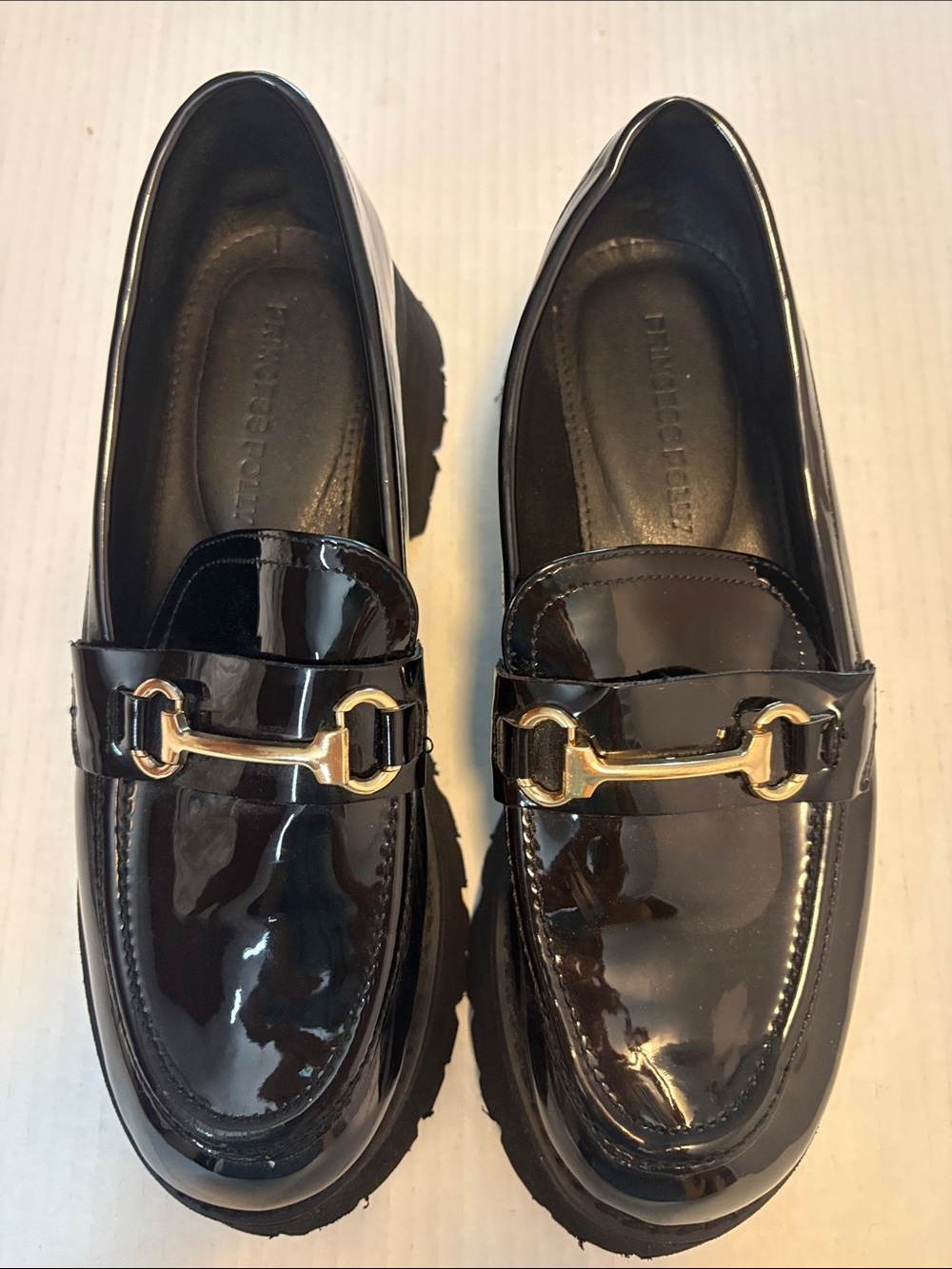Princess Polly Monsterr Black Patent Loafer size 8
